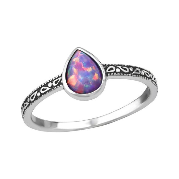 Sterling Silver Pear Opal Ring - Picture 1 of 11